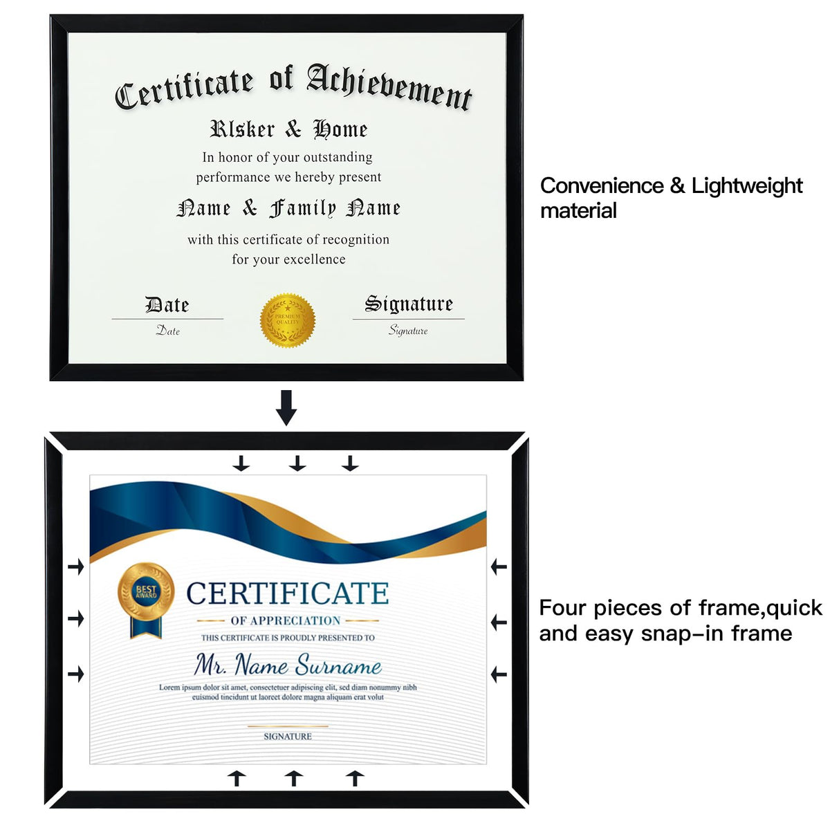 ELSKER&amp;HOME certificate frame with plexiglass protection against dust.