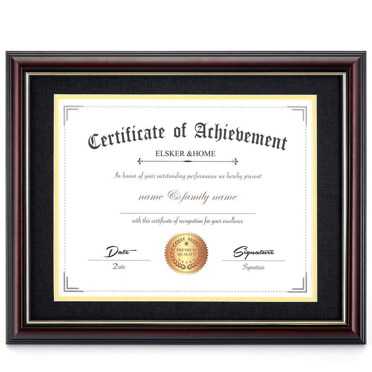 Elsker&HOME diploma frame front view with cherry wood and mat for crisp document display.