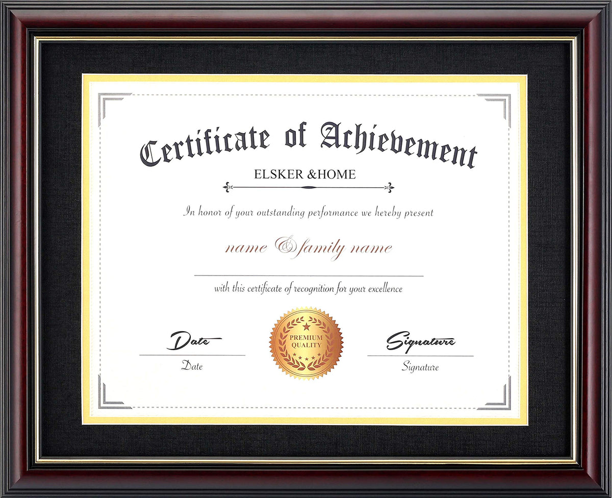 ELSKER&HOME diploma frame front view with mat to display certificates