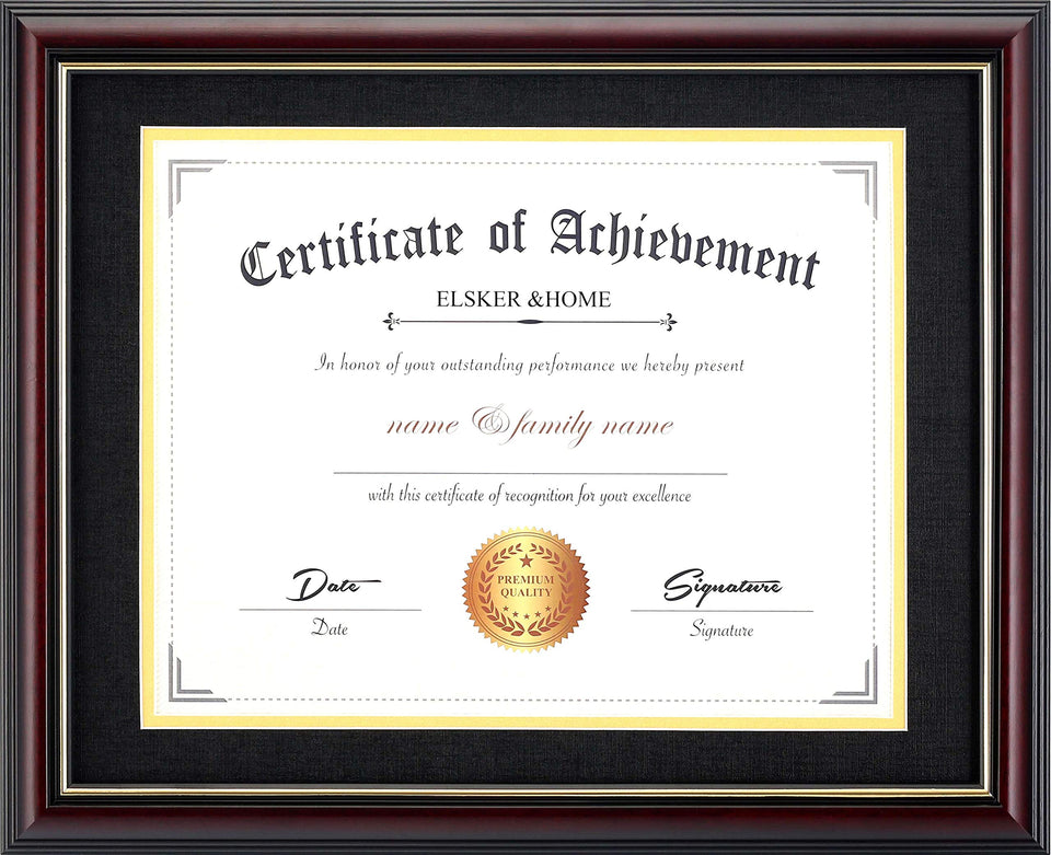 ELSKER&HOME diploma frame front view with mat to display certificates