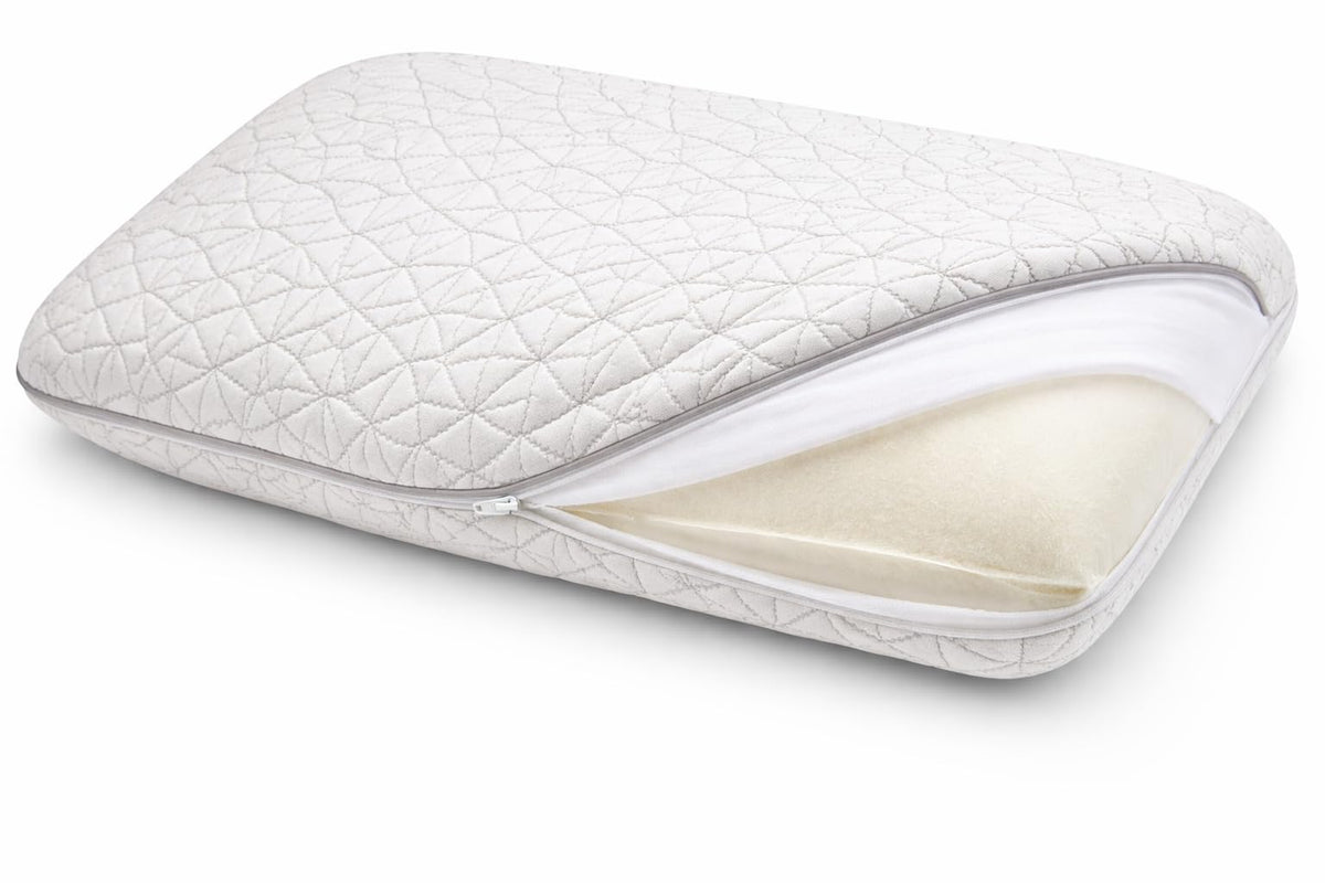 EluraLux quilted bamboo pillow cover in white, queen size for a cool, breathable sleep surface.