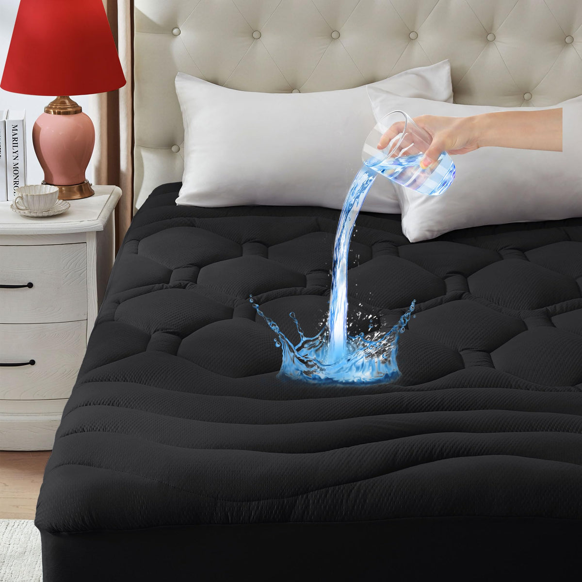 Elven Home machine washable mattress pad for easy care.
