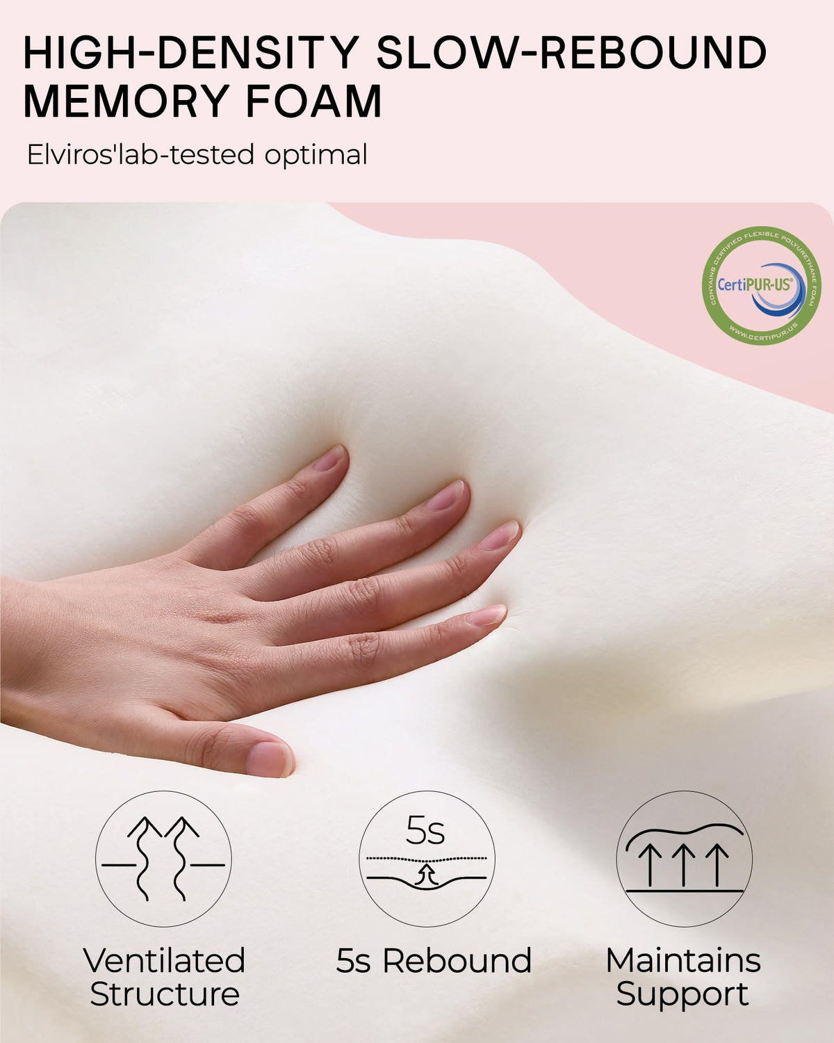 Elviros breathable pillowcase close-up demonstrates cooling fabric and care.