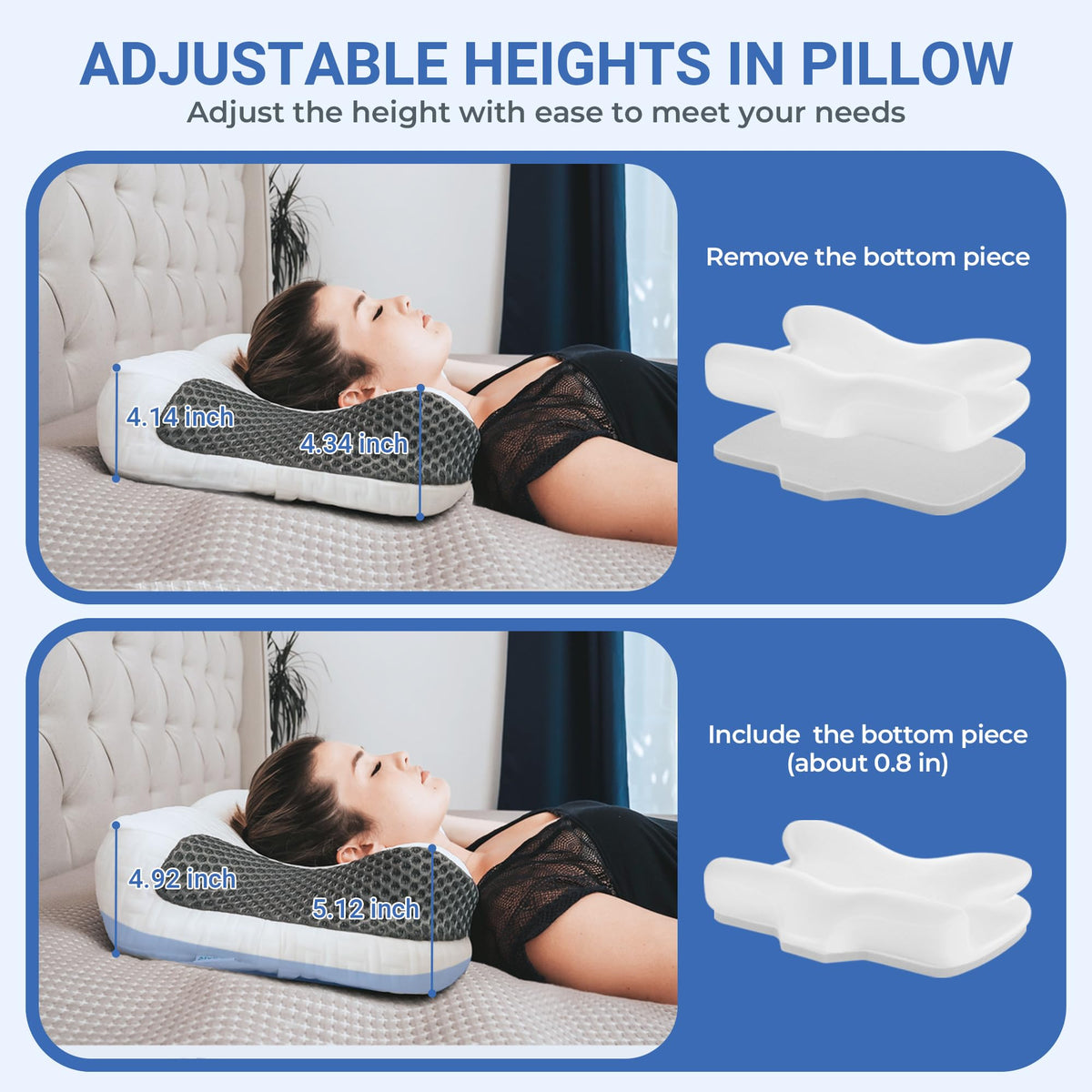Elviros CPAP Pillow dual cutouts for tubing and comfort.