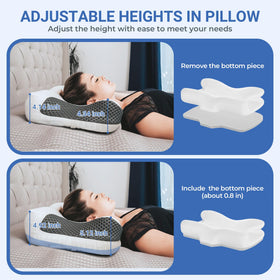 Elviros CPAP Pillow dual cutouts for tubing and comfort.