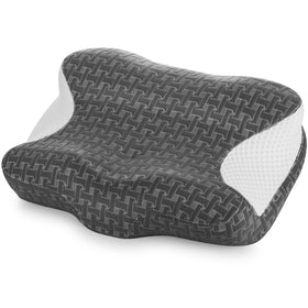 Elviros CPAP Pillow in use with mask and sleeping posture.