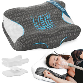Elviros CPAP Pillow side view showing mask compatibility and neck support.