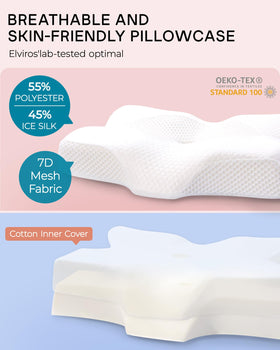 Elviros pillow supports back sleepers with cervical alignment.