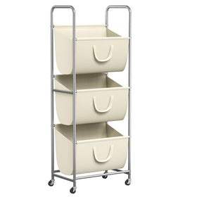 ELYKEN 120L vertical laundry hamper front view highlighting space-saving design and large capacity.