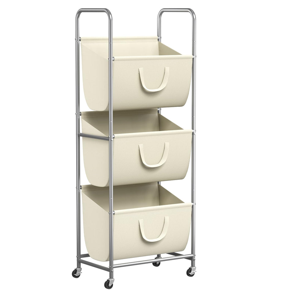 ELYKEN 120L vertical laundry hamper front view highlighting space-saving design and large capacity.
