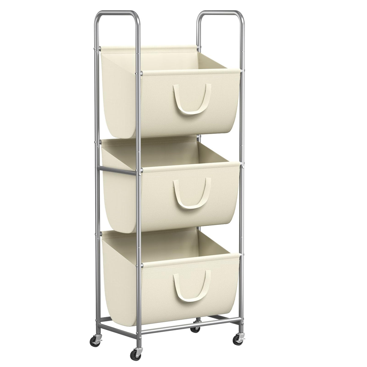 ELYKEN 120L vertical laundry hamper front view highlighting space-saving design and large capacity.