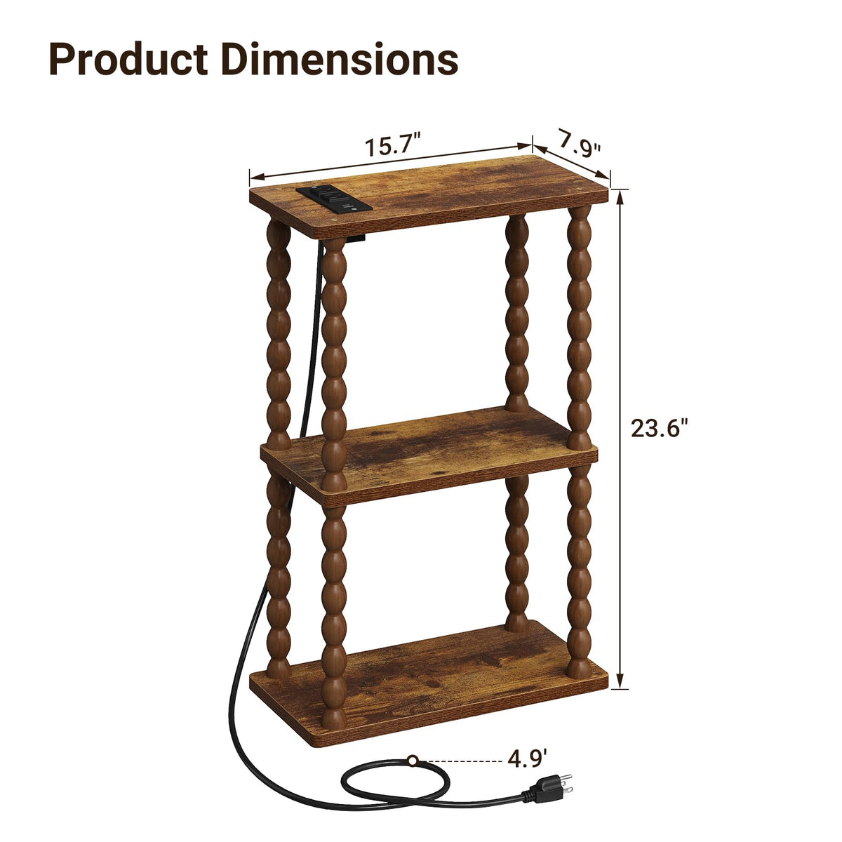 ELYKEN 3-tier open storage end table keeping essentials organized