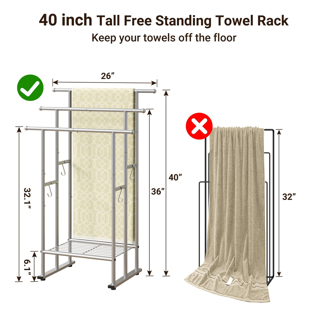 ELYKEN 3-tier rack with shelf highlights extra storage and stability.