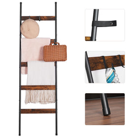 ELYKEN blanket ladder quilt display with cozy throws neatly arranged.