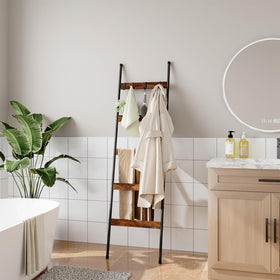 ELYKEN blanket ladder saves space while adding rustic charm to decor.