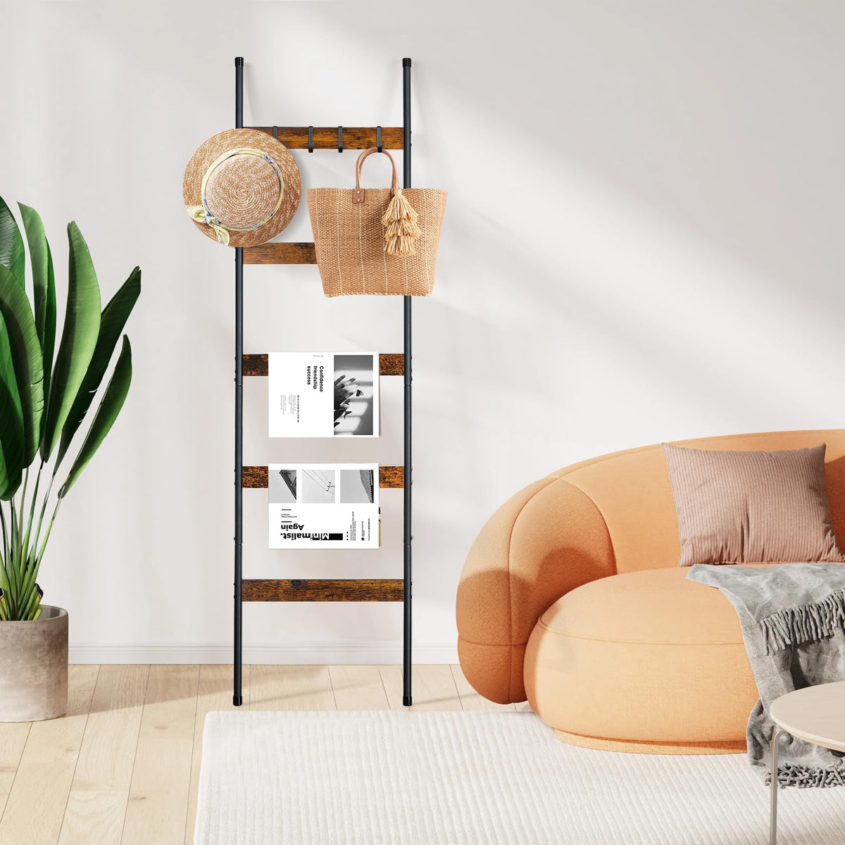 ELYKEN blanket ladder includes wall anchors for secure installation.
