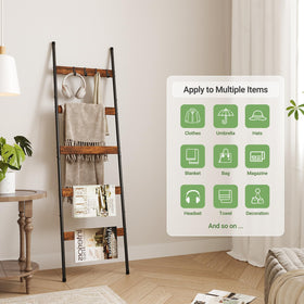 ELYKEN blanket ladder wood-metal construction highlights durable home use.