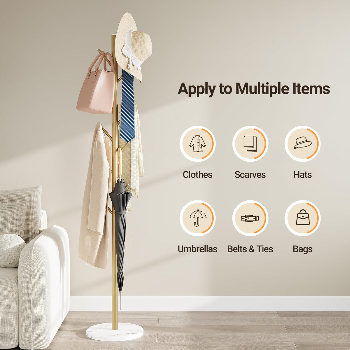 ELYKEN angled-hooks keep garments secure and accessible.