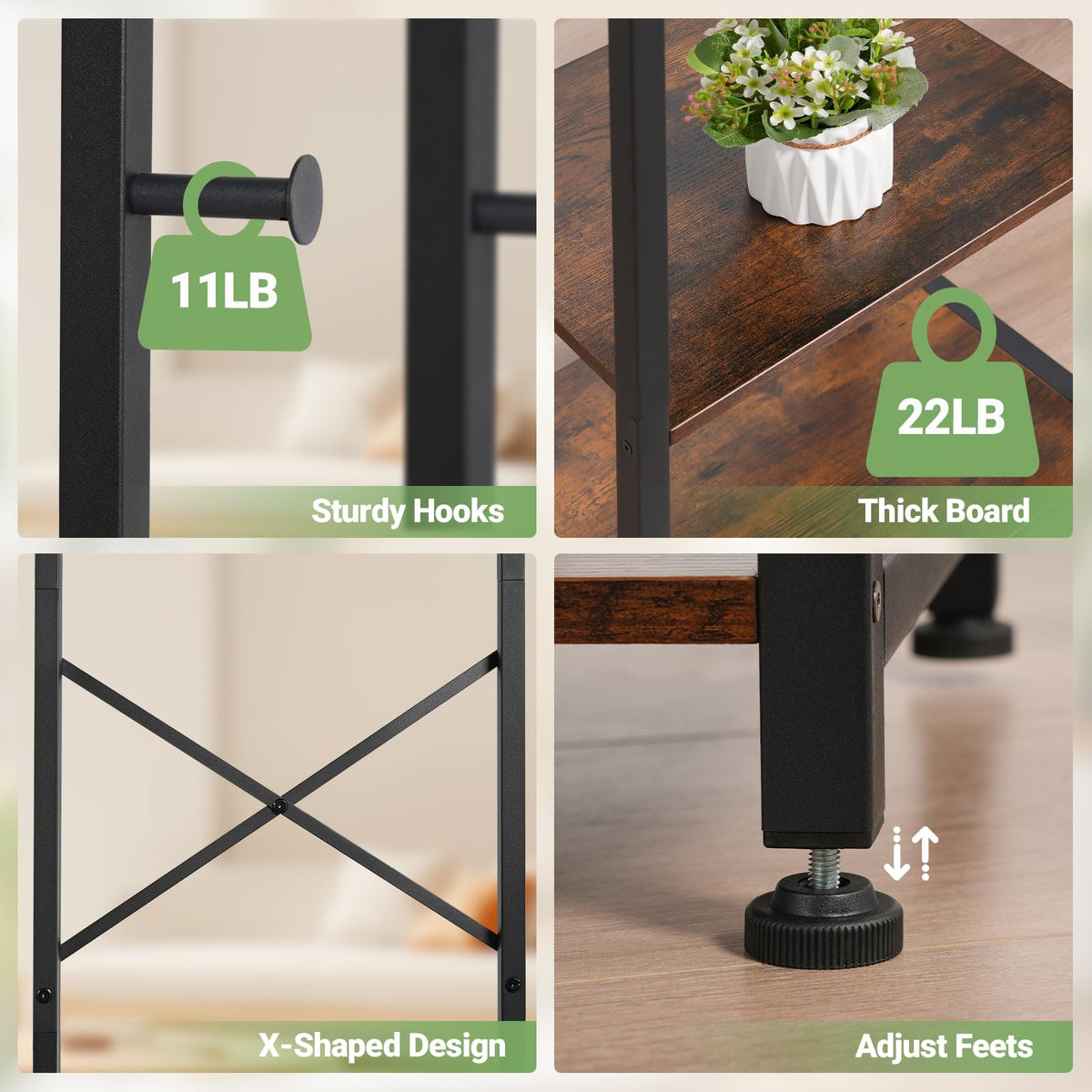 ELYKEN easy-assembly coat rack ships with clear instructions