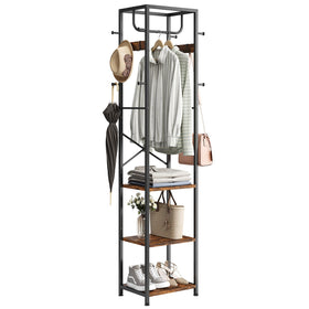 ELYKEN coat rack freestanding with 3 shelves and 12 hooks for organized entryways
