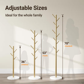 ELYKEN adjustable-height coat tree adapts to family needs.