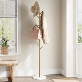 ELYKEN coat rack with marble base promotes stability and style in entryways.