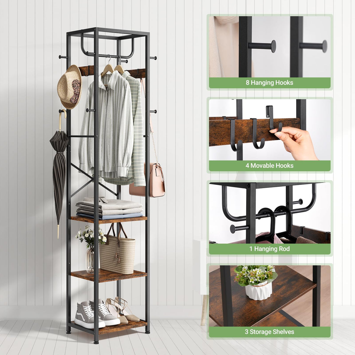 ELYKEN space-saving design fits small spaces while keeping entryways neat