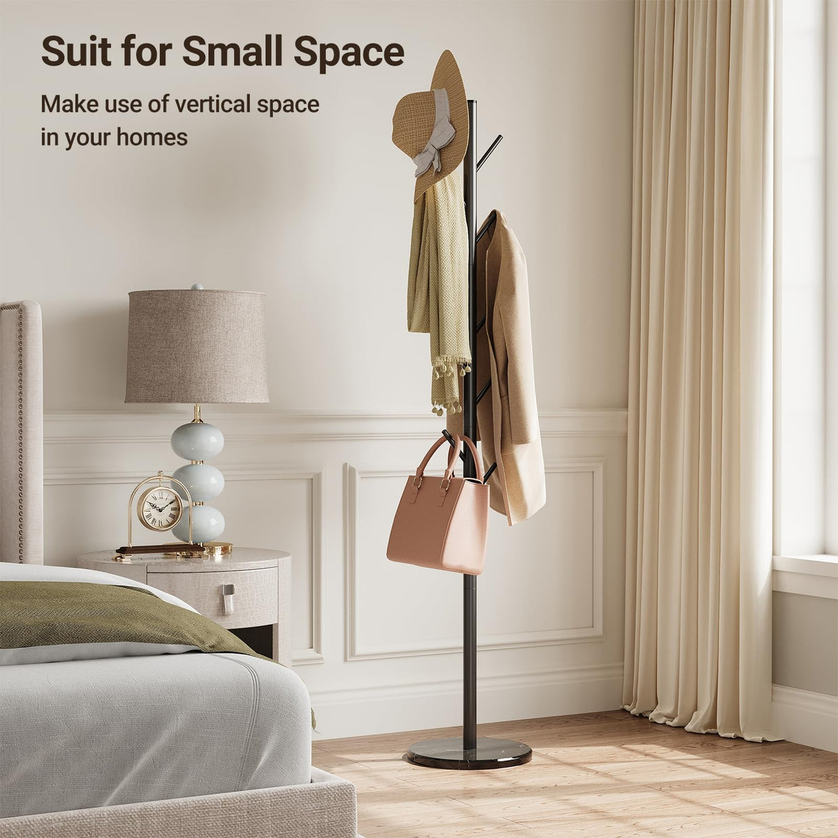 ELYKEN compact footprint with marble base anchors the unit securely