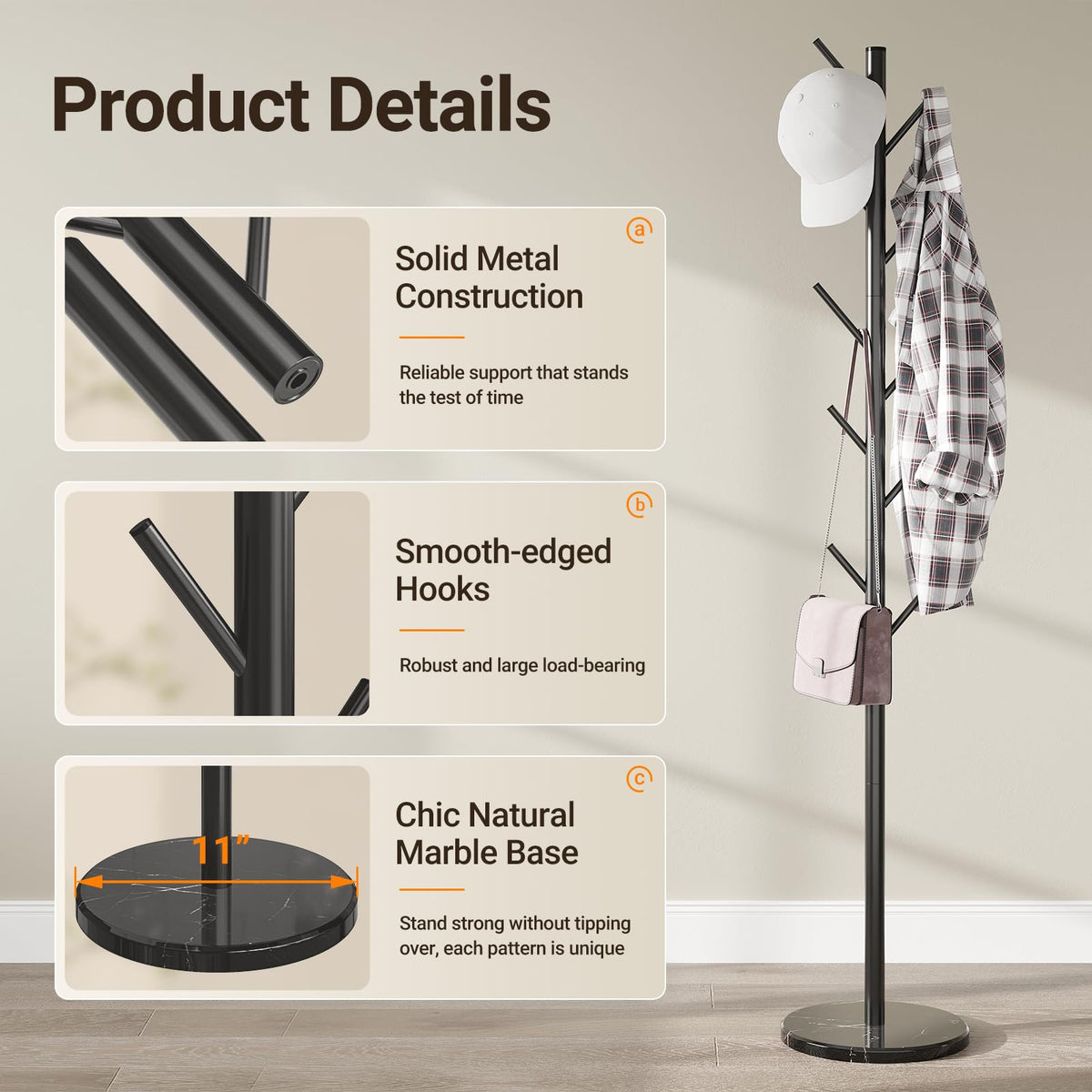 ELYKEN metal construction with rust-resistant finish for long-lasting use