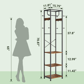 ELYKEN coat rack features three shelves for shoes and bags to save space