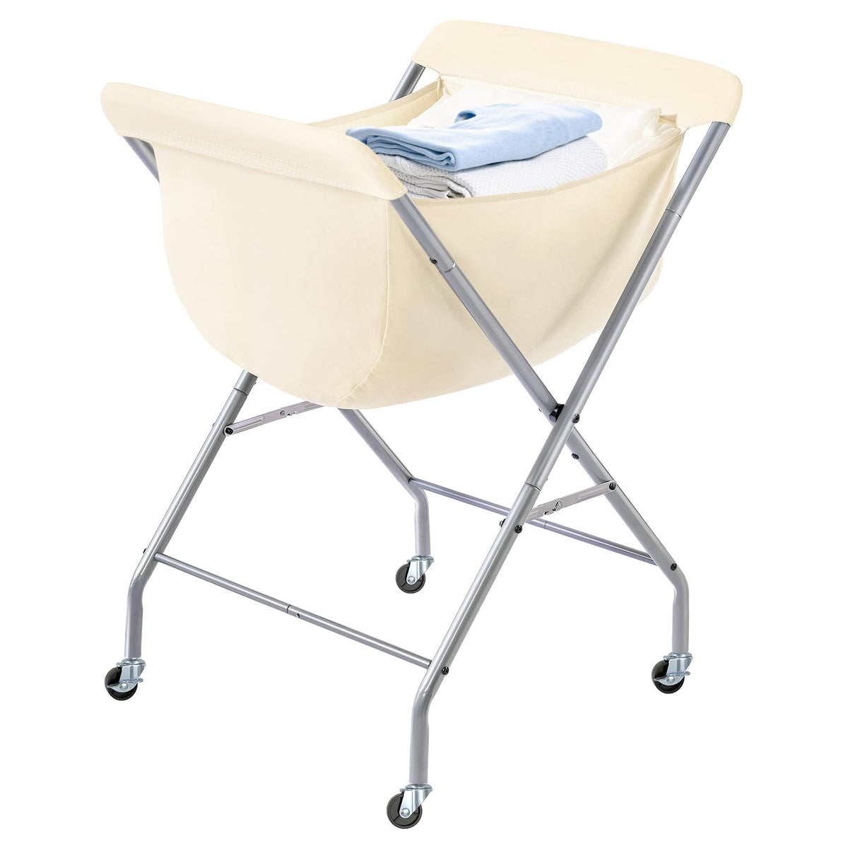 ELYKEN collapsible laundry cart with wheels showing large 118L capacity for busy households