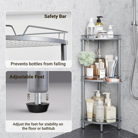 ELYKEN corner shower caddy fits neatly into a shower corner, maximizing space.