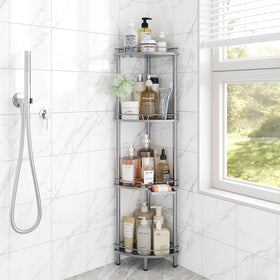 ELYKEN Corner Shower Caddy 4-tier organized storage for tall bottles in the shower
