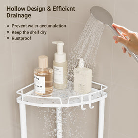 ELYKEN Corner Shower Caddy adjustable feet keep it stable on uneven floors