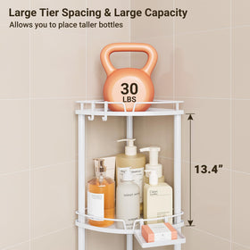 ELYKEN Corner Shower Caddy assembly step demonstrates quick tool-free setup