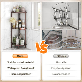 ELYKEN Corner Shower Caddy corner fit fits neatly in your shower corner.