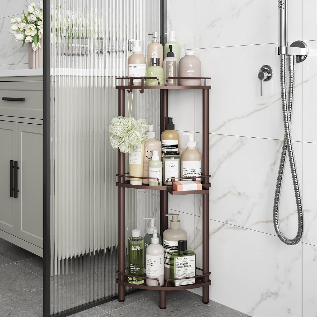 ELYKEN Corner Shower Caddy dimensions ensure ample room for shampoo and body wash.