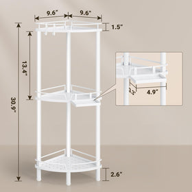 ELYKEN Corner Shower Caddy side view highlights stable footprint and rails
