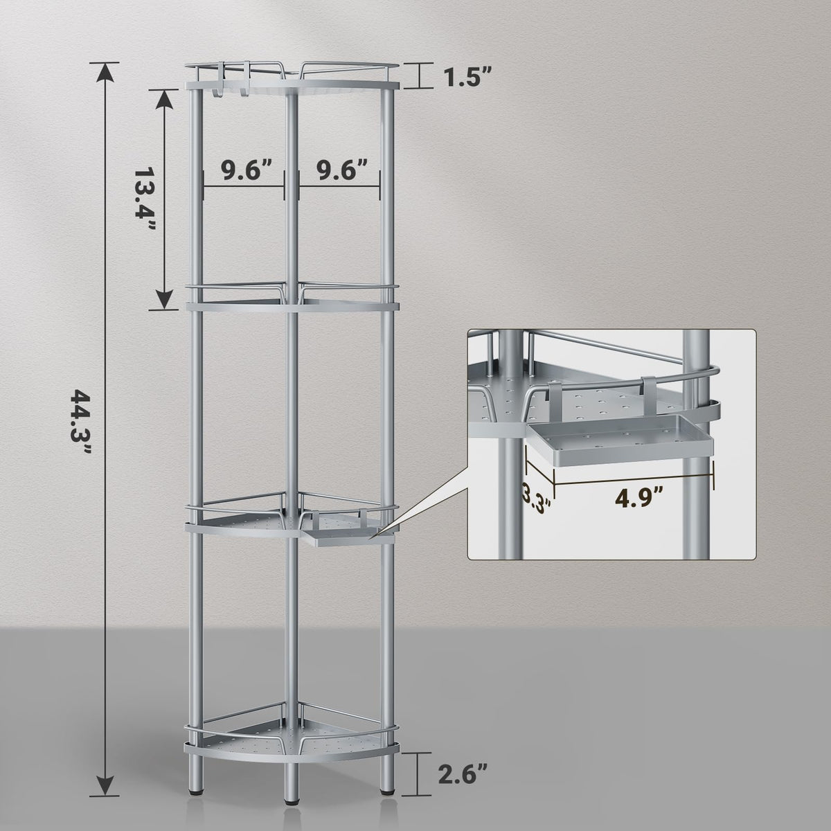 ELYKEN stainless steel shower organizer with rustproof finish for humid bathrooms