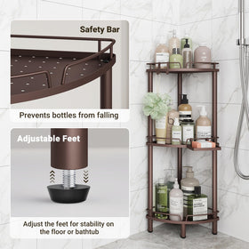 ELYKEN Corner Shower Caddy two hooks for razors and sponges maximize space.
