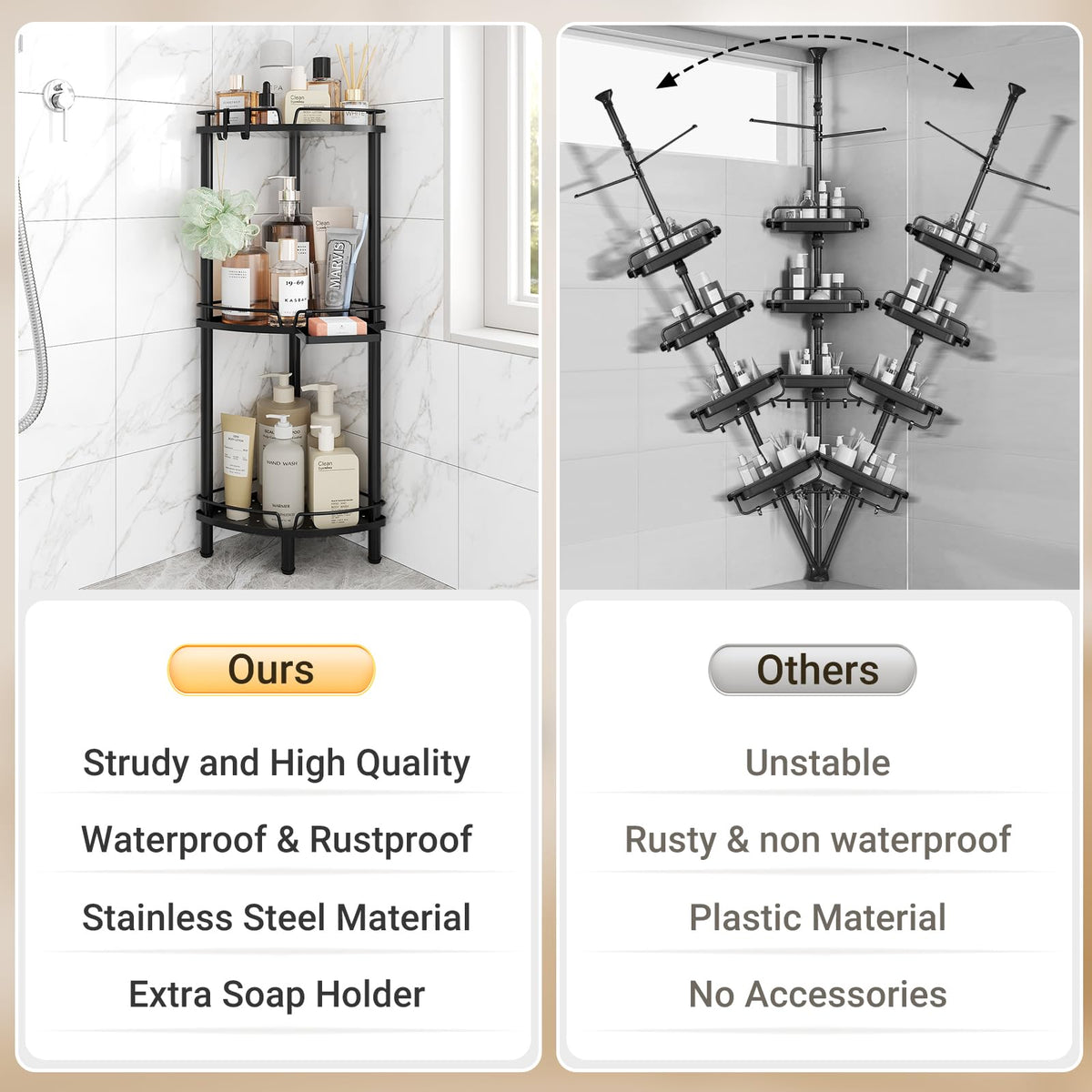 ELYKEN drainage holes promote fast drying and a clean shelf.
