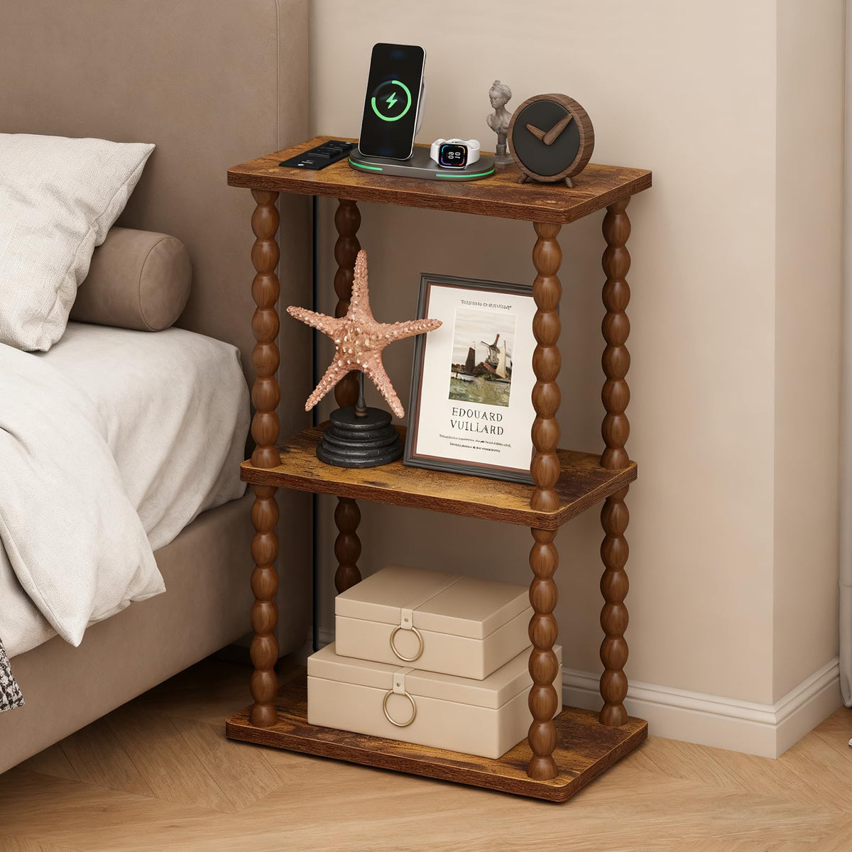 ELYKEN end table with USB outlet ready for charging devices