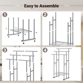 ELYKEN freestanding rack keeps towels off the floor and within reach.