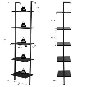 ELYKEN ladder shelf sturdy iron frame supports books and display items.