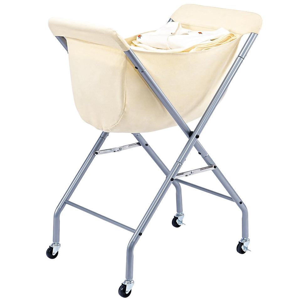 ELYKEN laundry cart with wheels at 32-inch height for easy reach.