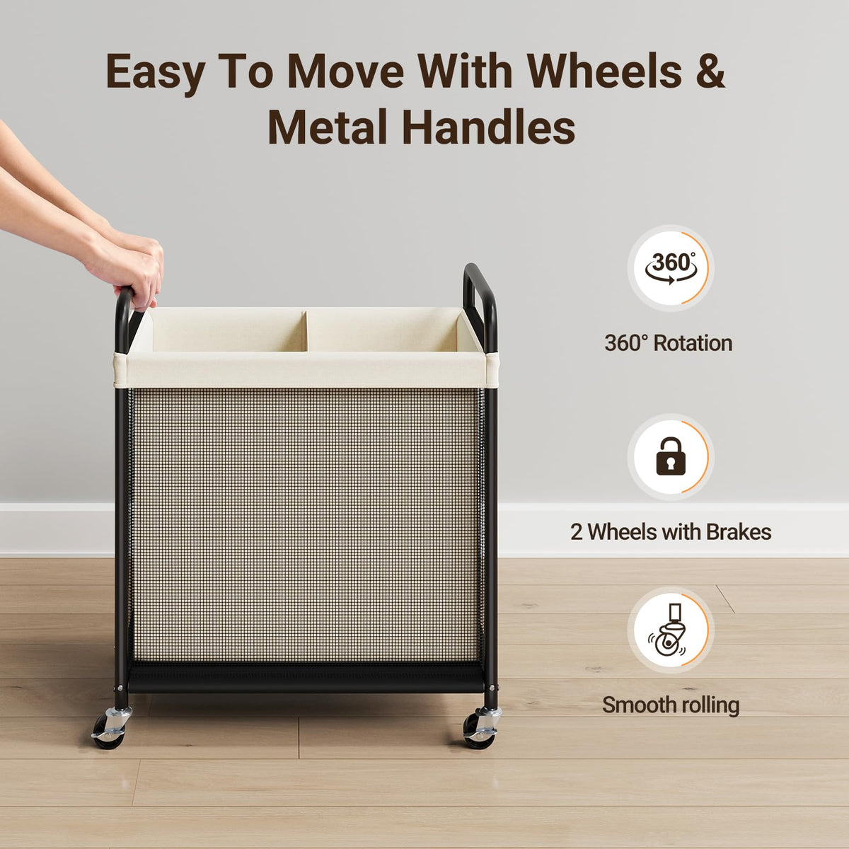 ELYKEN brakes on two wheels to lock the cart securely