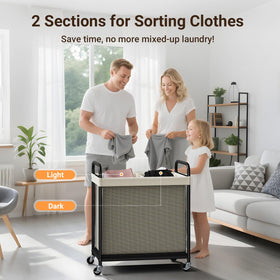 ELYKEN ergonomic handle on the laundry cart for comfortable loading