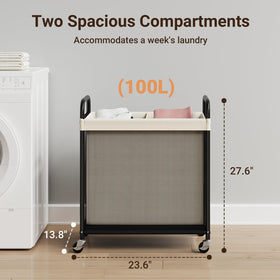 ELYKEN three-compartment sorter for darks, lights, and delicates
