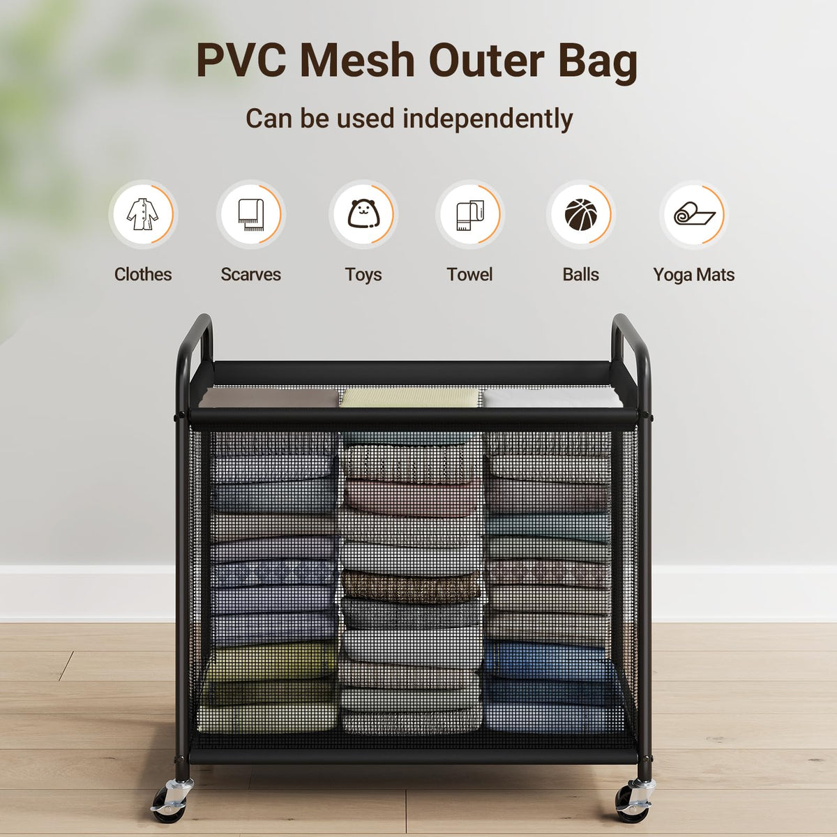 ELYKEN PVC mesh close-up showcases breathable, lightweight support for contents.