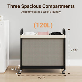 ELYKEN 3-section wheeled cart emphasizes easy movement with locking brakes.